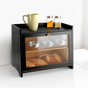 2-Layer Bamboo Bread Box with Window