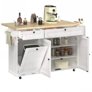 60" Rolling Kitchen Island Cart